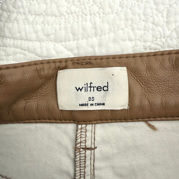 Aritzia Wilfred Melina Pant High Waisted Vegan Leather Pants Brown Sz 00 Short - Picture 6 of 11
